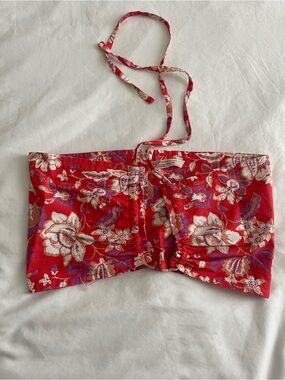 Free People Red Floral halter crop top